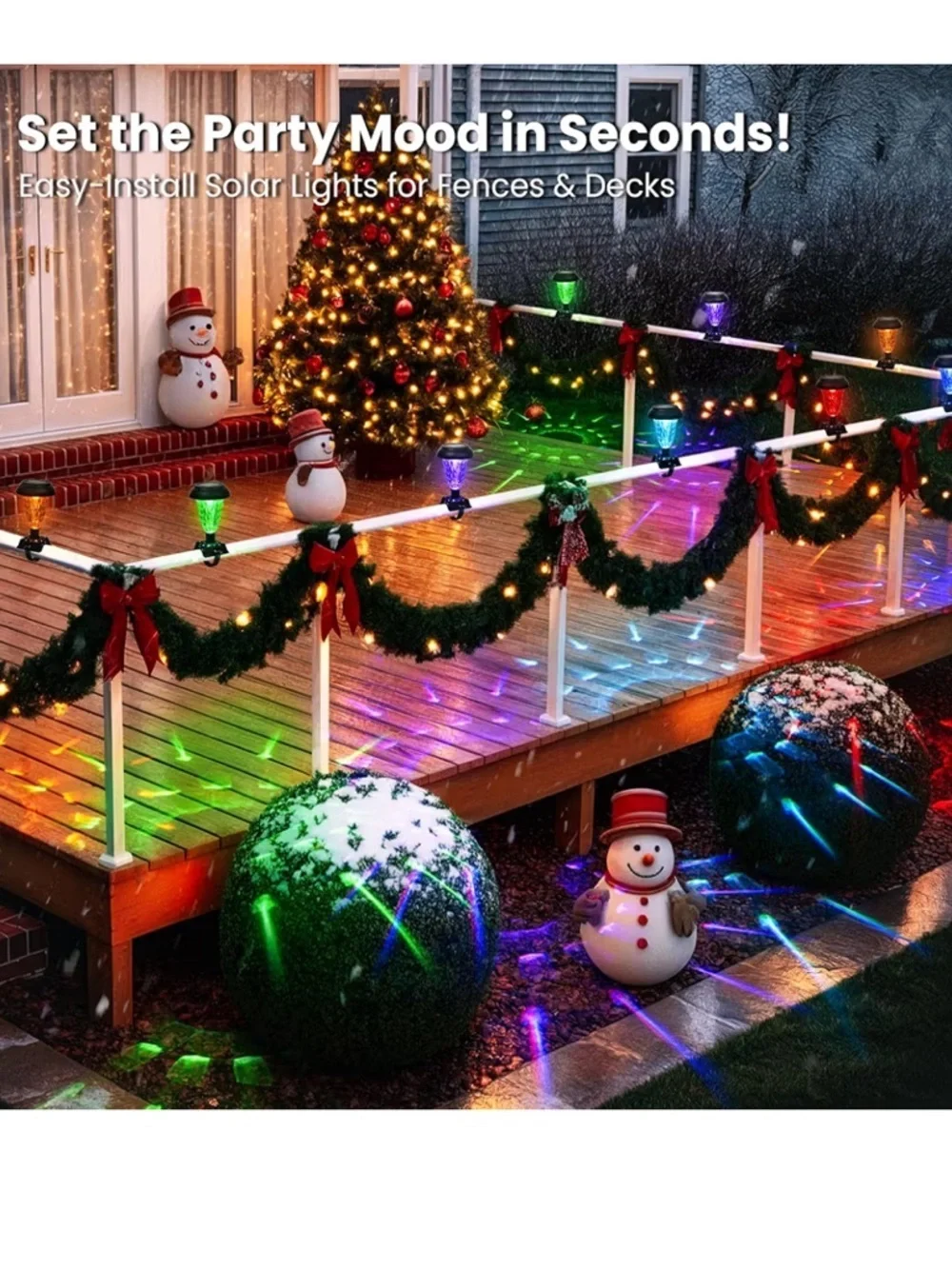 Fence Lights Outdoor Decor, Waterproof Patio Lights with RGB Color Changing